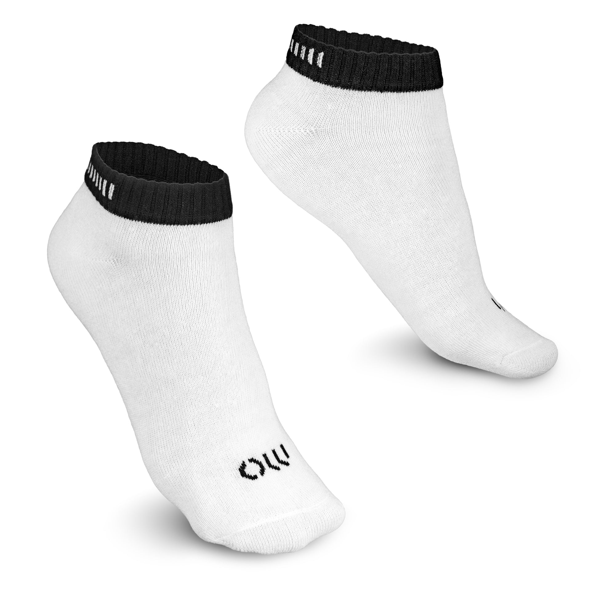 Sneakersocken, Weiß, schwarze Manschette, Branding