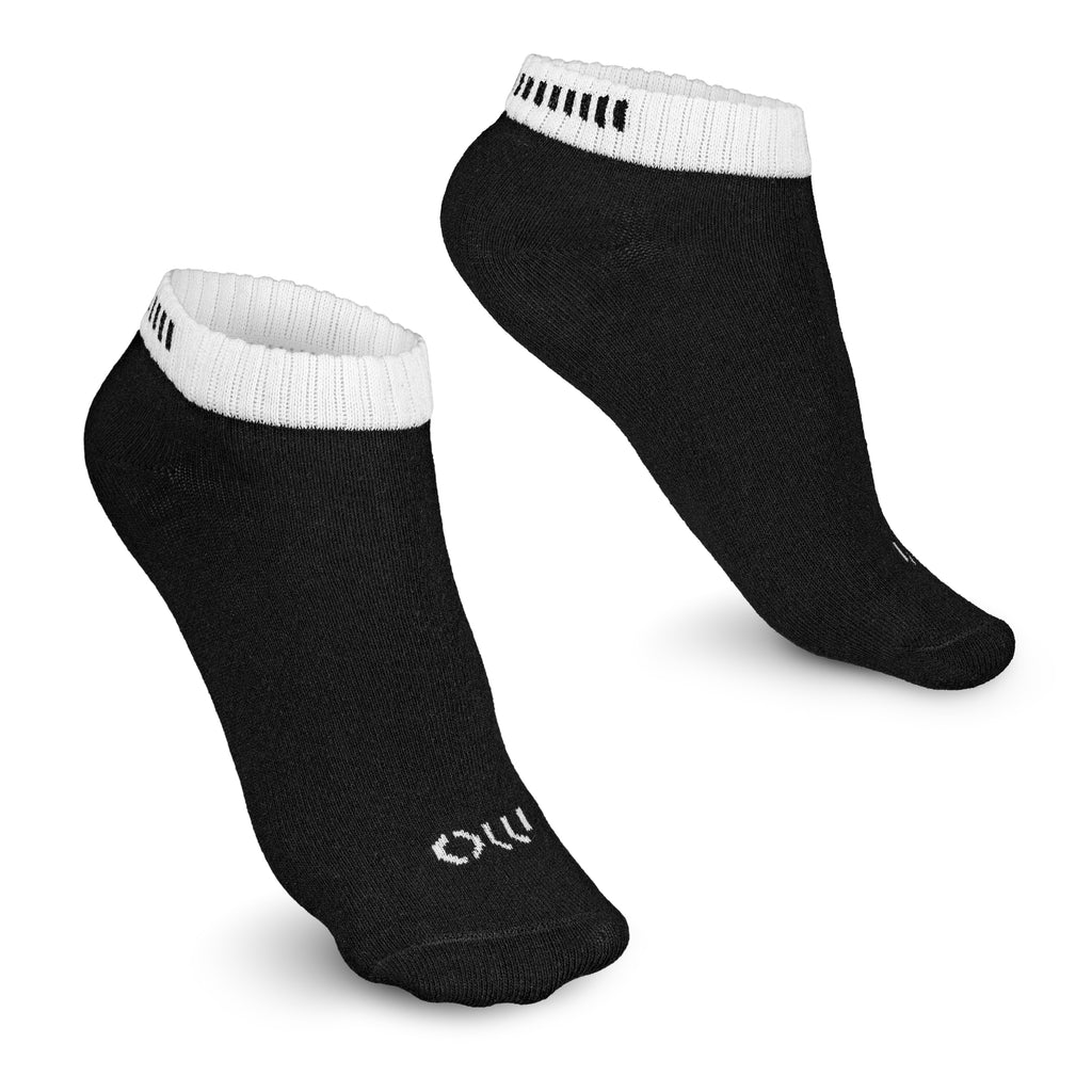 Sneakersocken, schwarz, weiße Manschette, Branding