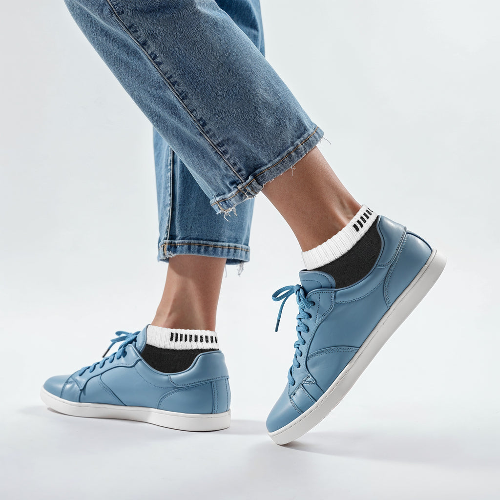 Sneakersocken, schwarz, weiße Manschette, Branding