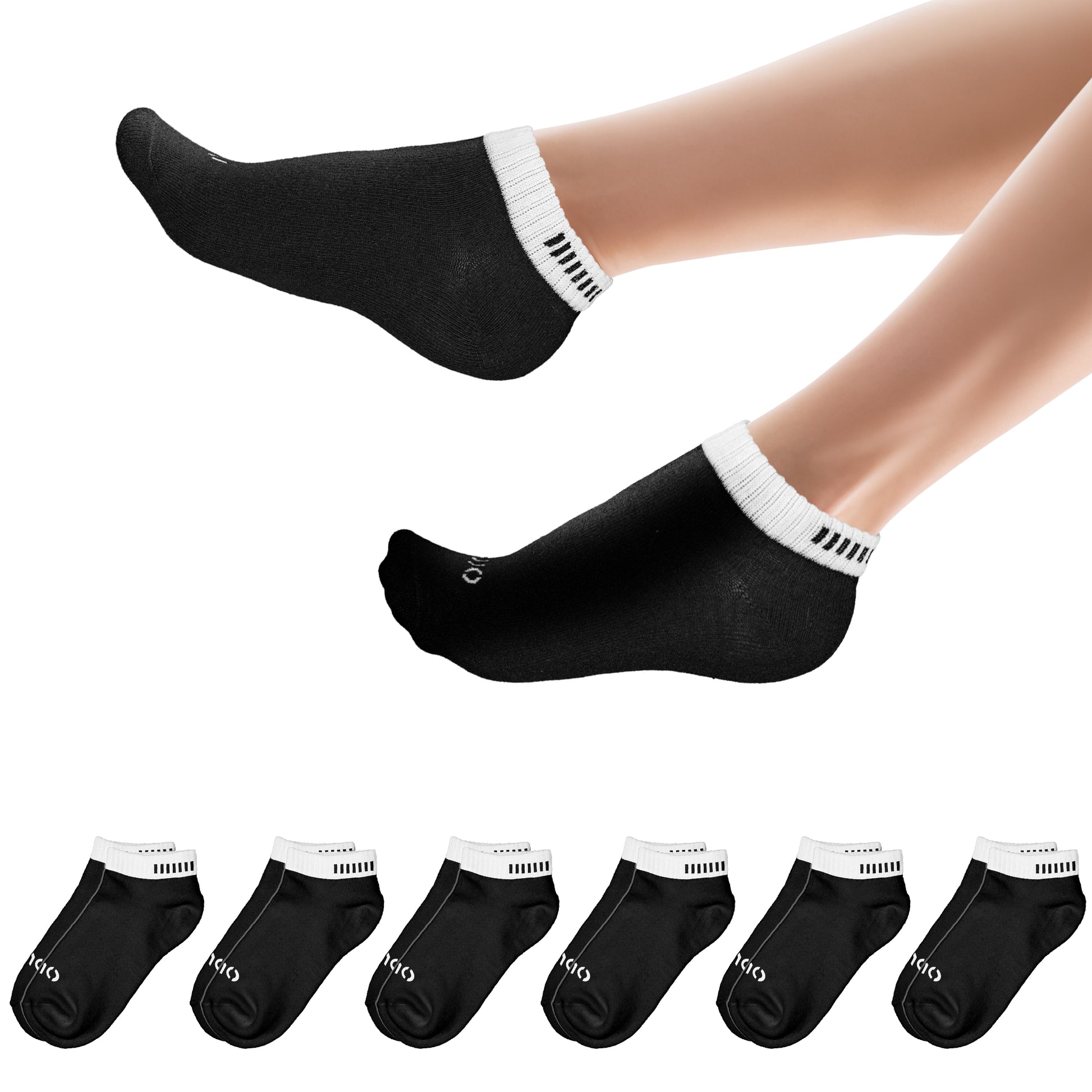 Sneakersocken schwarz mit weißem Bund & Logo – bequem & stylisch