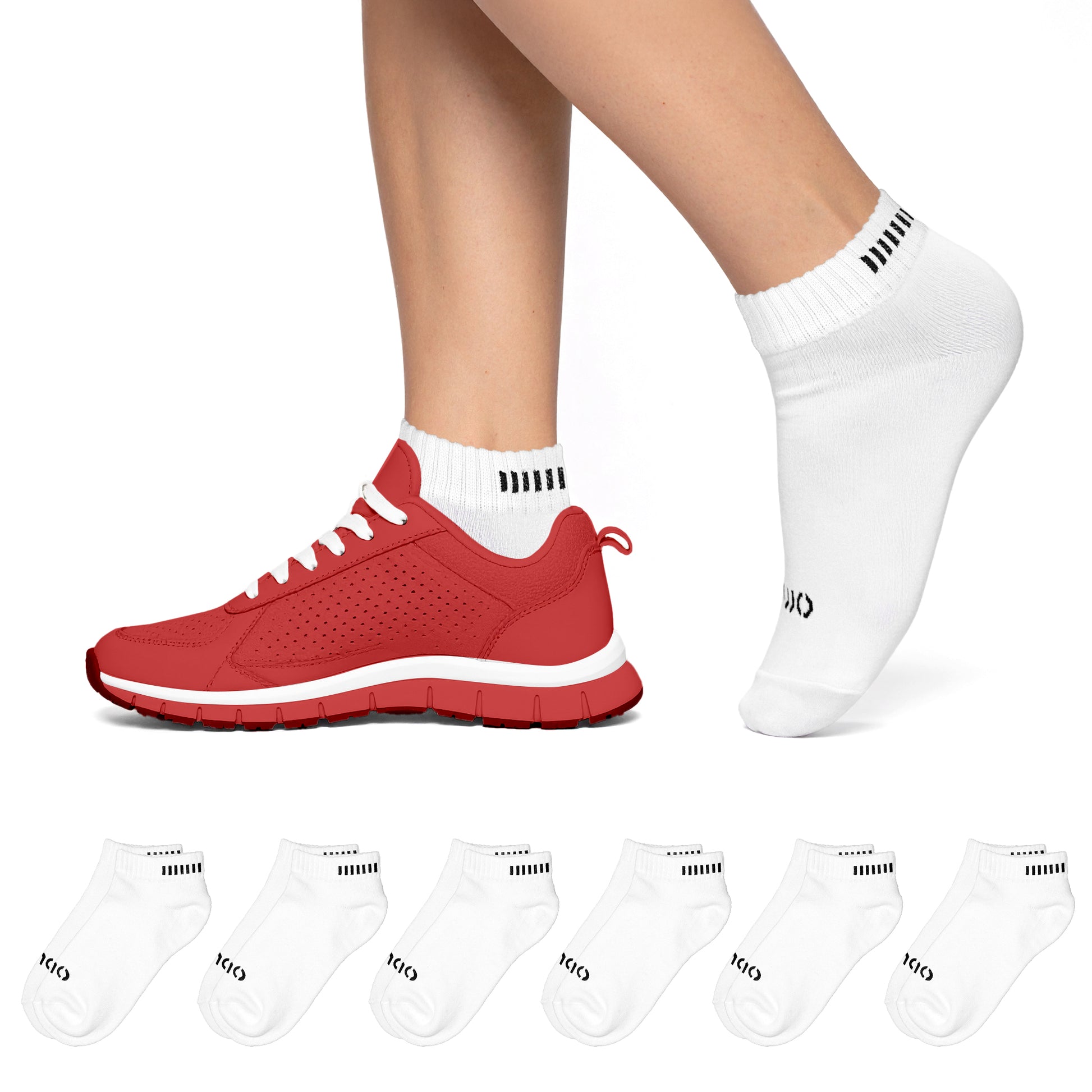 Weiße Quartersocken mit Branding – atmungsaktiv & weich