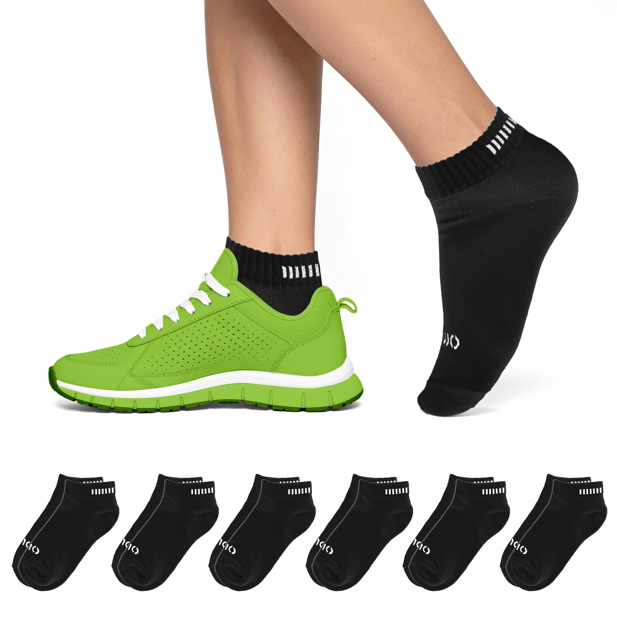 Schwarze Quartersocken mit Branding – Baumwollmischung, 6 Paar