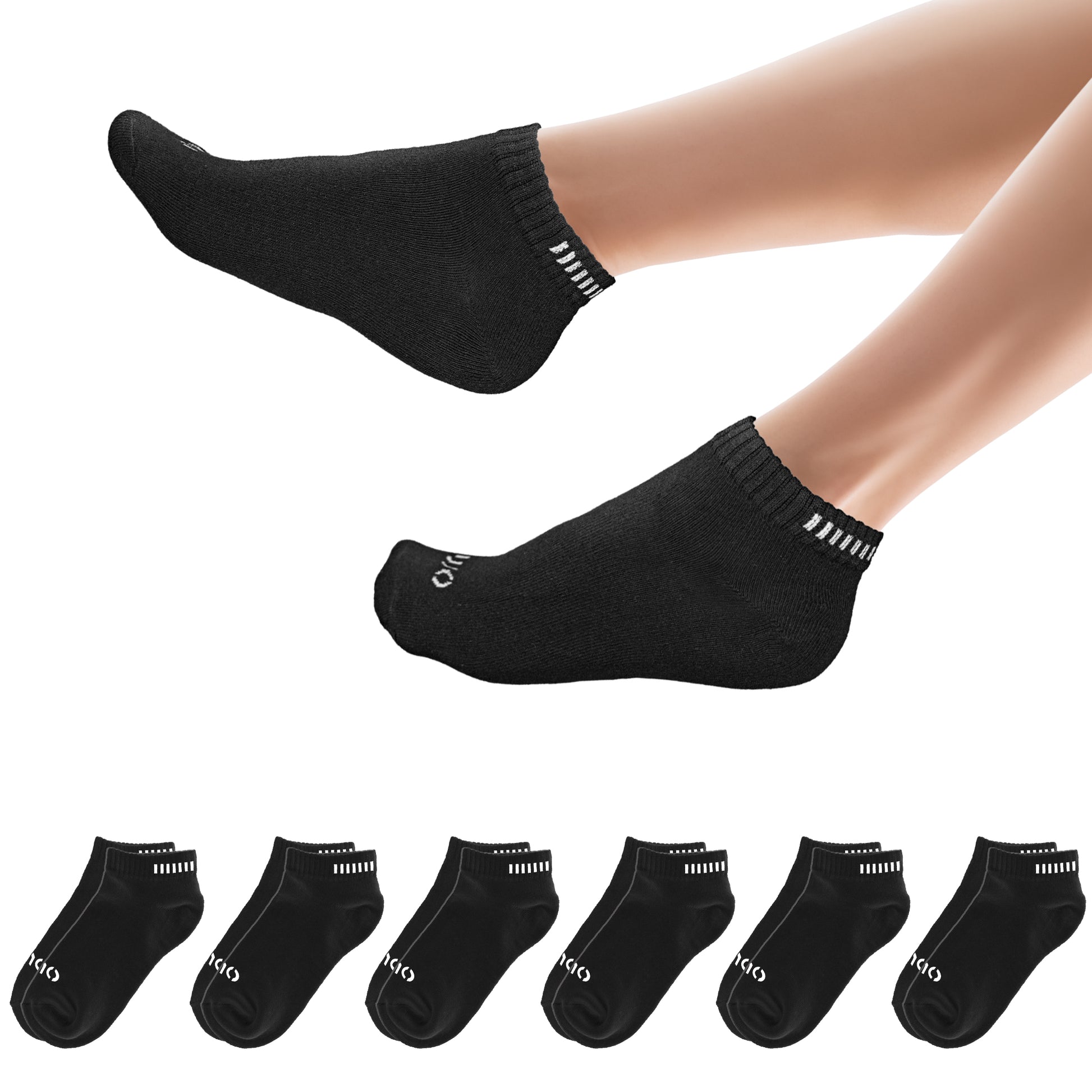 Schwarze Sneakersocken mit Logo – Baumwollmischung, 6 Paar